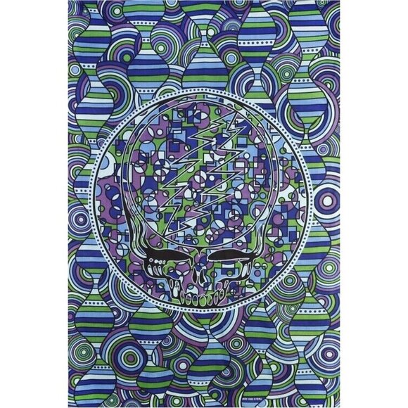 New Under the Sea Grateful Dead Tapestry Gift Steal Your Face Green Blue SYF NIP - Picture 1 of 2